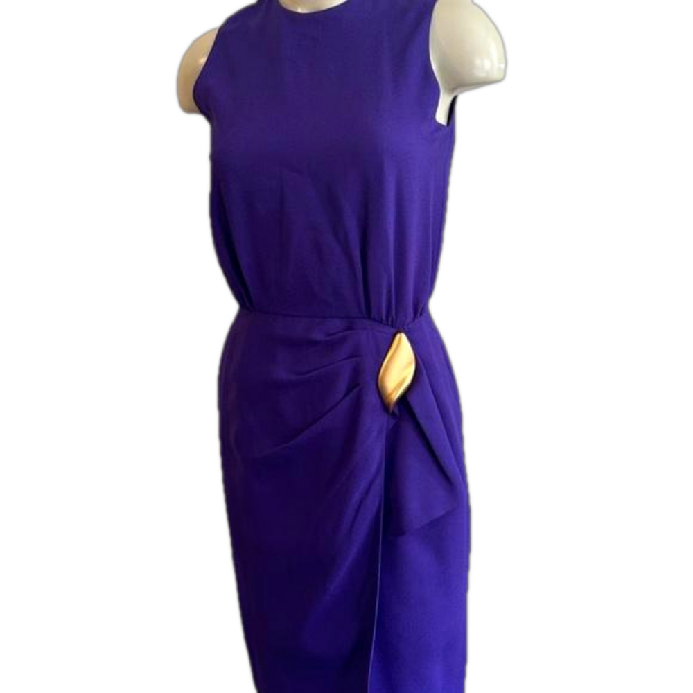 JONES NEW YORK VTG  80s purple / golden pin sleeveless mini dress SZ 4P
